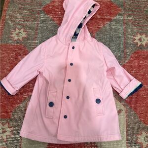 Hatley Pink Raincoat with Blue Accents